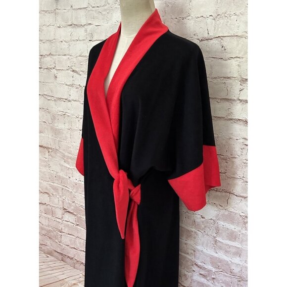 Vintage 60s Mod Glam Black Velvet Velour Robe Large OSFM Emo Goth Paula Kay JMR - Picture 2 of 3